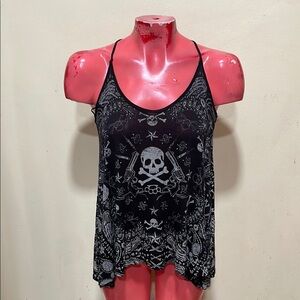 Teenage runaway Skull Print Women's Top 100% rayon